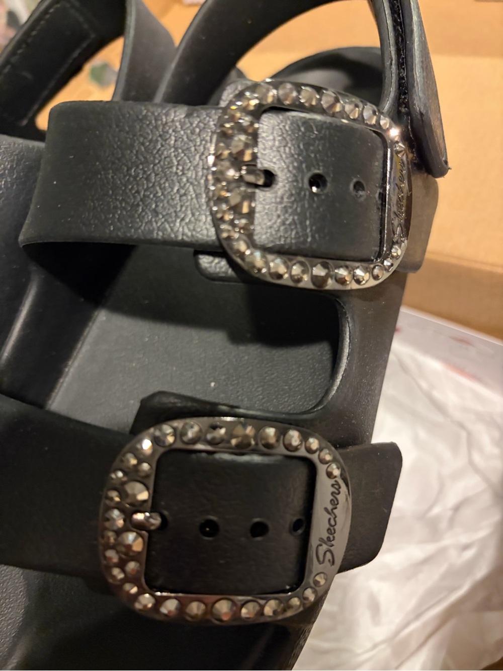 Women’s Skechers Brand New w/Tags Black Double-Buckle Comfort Sandals Size 9 - Picture 4 of 7